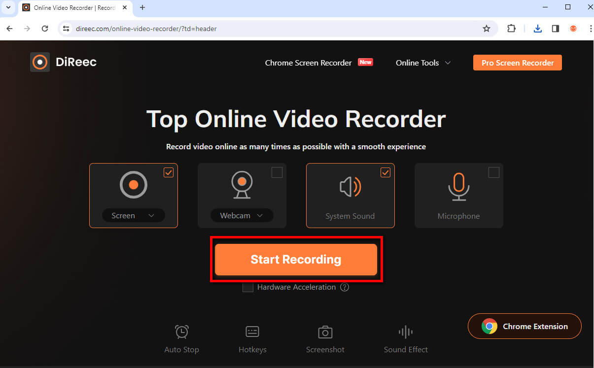 DiReec Video Recorder でストリーミングビデオを録画する