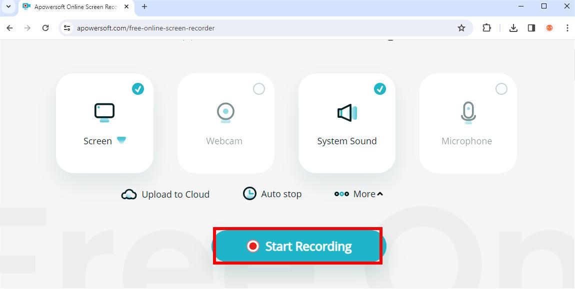 Record on Apowersoft online screen recorder
