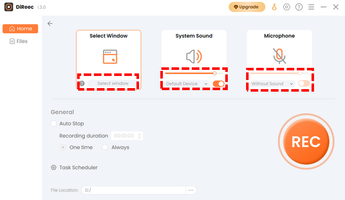 Use DiReec Screen recorder