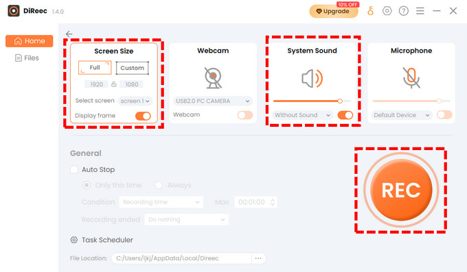 Ajuste de la configuración de grabación